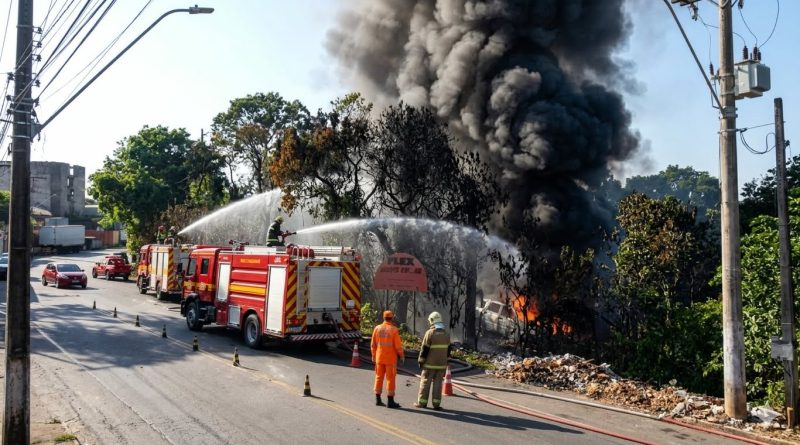 Incêndio começa em lixeira e atinge mata em Manaus