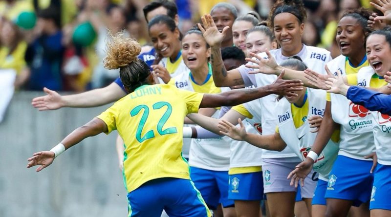 Lance de jogo entre Brasil e Argentina em partida válida pelo Futebol Feminino. Foto: selecaofemininadefutebol/Instagram