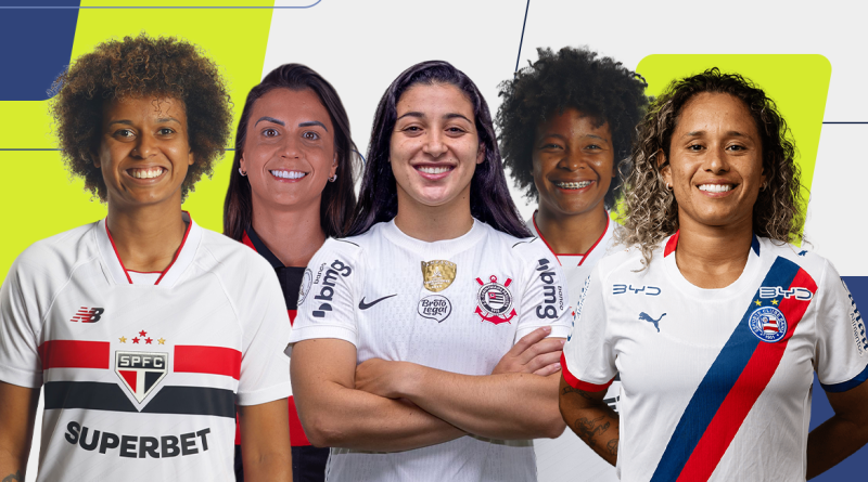 Aline Milene, Djeni, Duda Sampaio, Robinha, Raquel Domingues são finalistas a duas vagas de meio-campistas da Seleção da Temporada do prêmio TV Brasil Petrobras Para Elas 2026