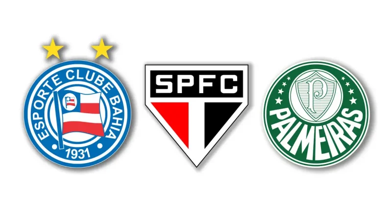 Escudos de clubes, são os finalistas na categoria melhor gestão do Prêmio TV Brasil Petrobras Para Elas, voltado ao futebol feminino . Foto: Arte/ EBC